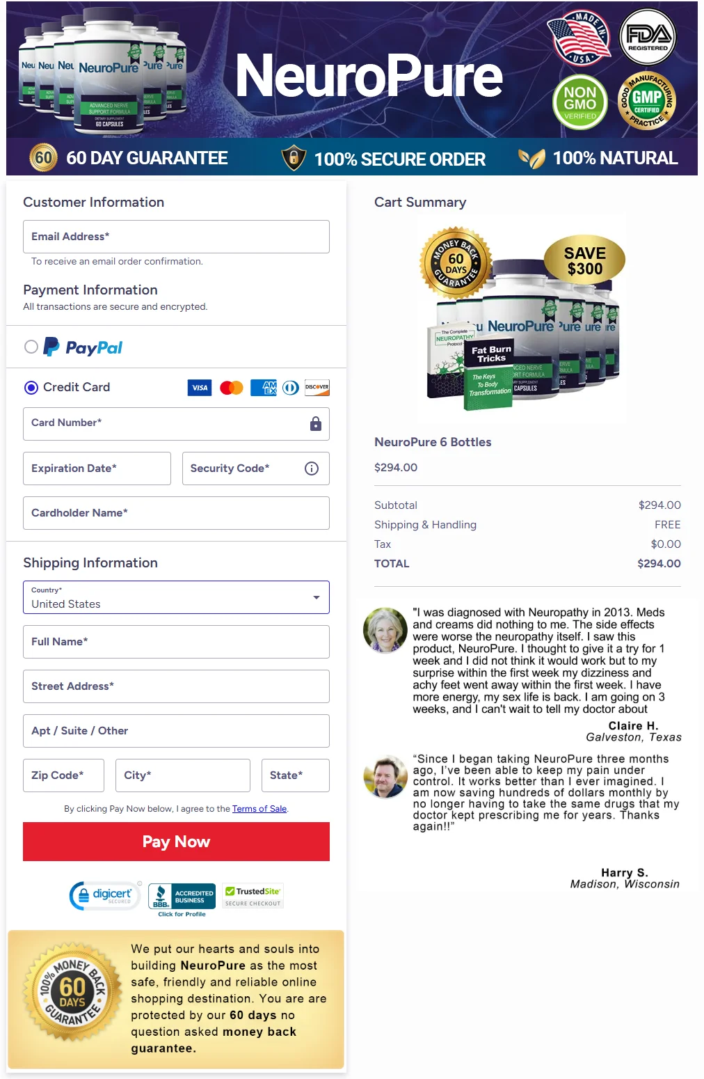NeuroPure order page 3
